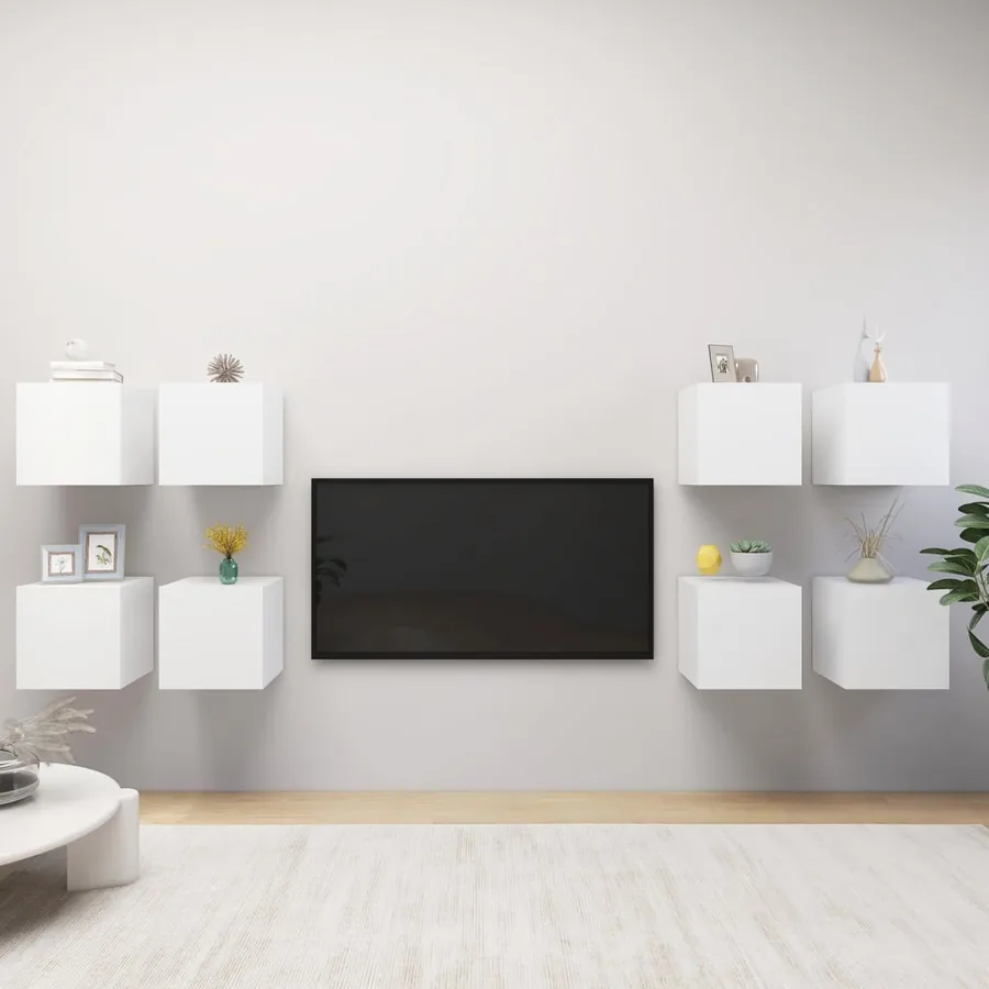 Meubles TV muraux 8 pcs Blanc 30,5x30x30 cm