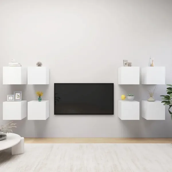 Meubles TV muraux 8 pcs Blanc 30,5x30x30 cm