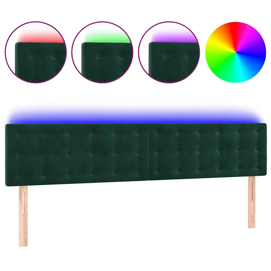 Tête de lit à LED Vert foncé 180x5x78/88 cm Velours - 2