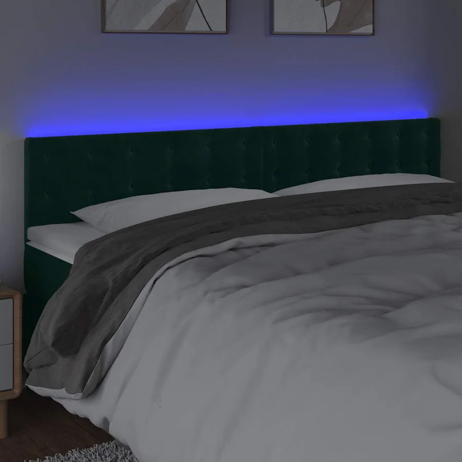 Tête de lit à LED Vert foncé 180x5x78/88 cm Velours - 3