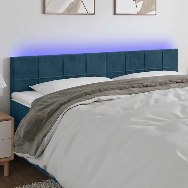 Tête de lit à LED Bleu foncé 160x5x78/88 cm Velours