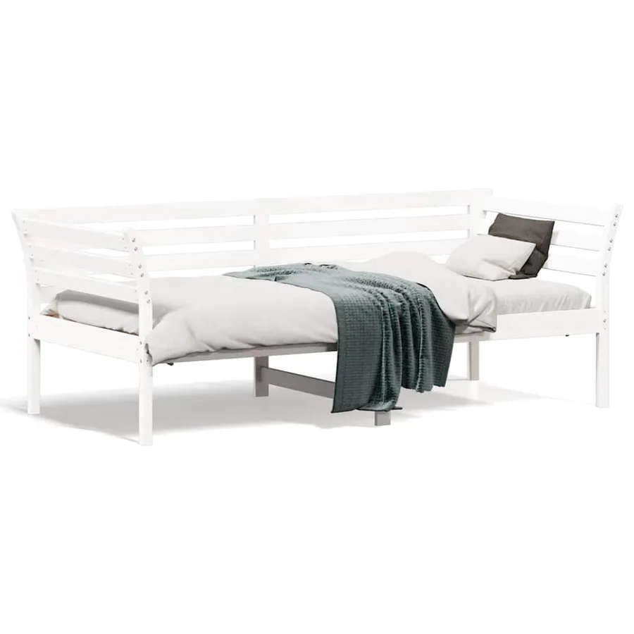 Lit de jour sans matelas blanc 90x190 cm bois de pin massif - 2