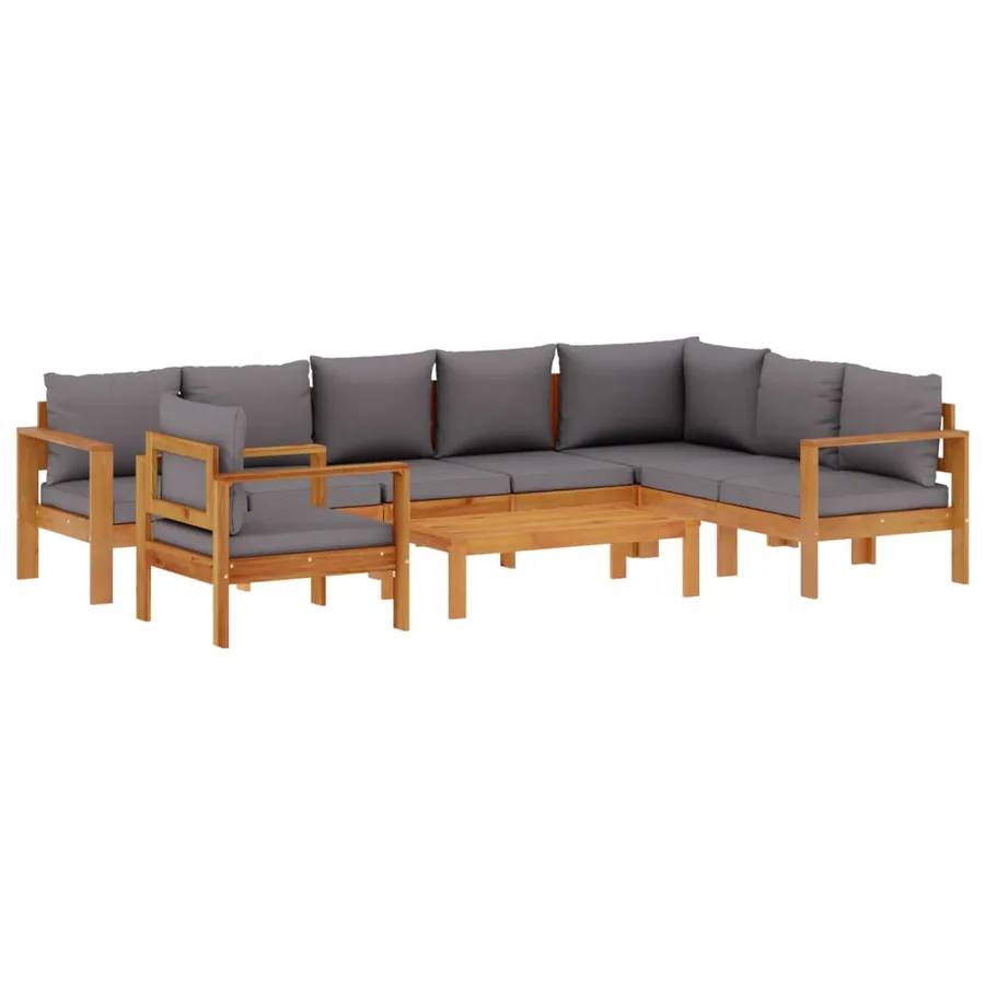Salon de jardin avec coussins 6 pcs bois d'acacia solide - 2