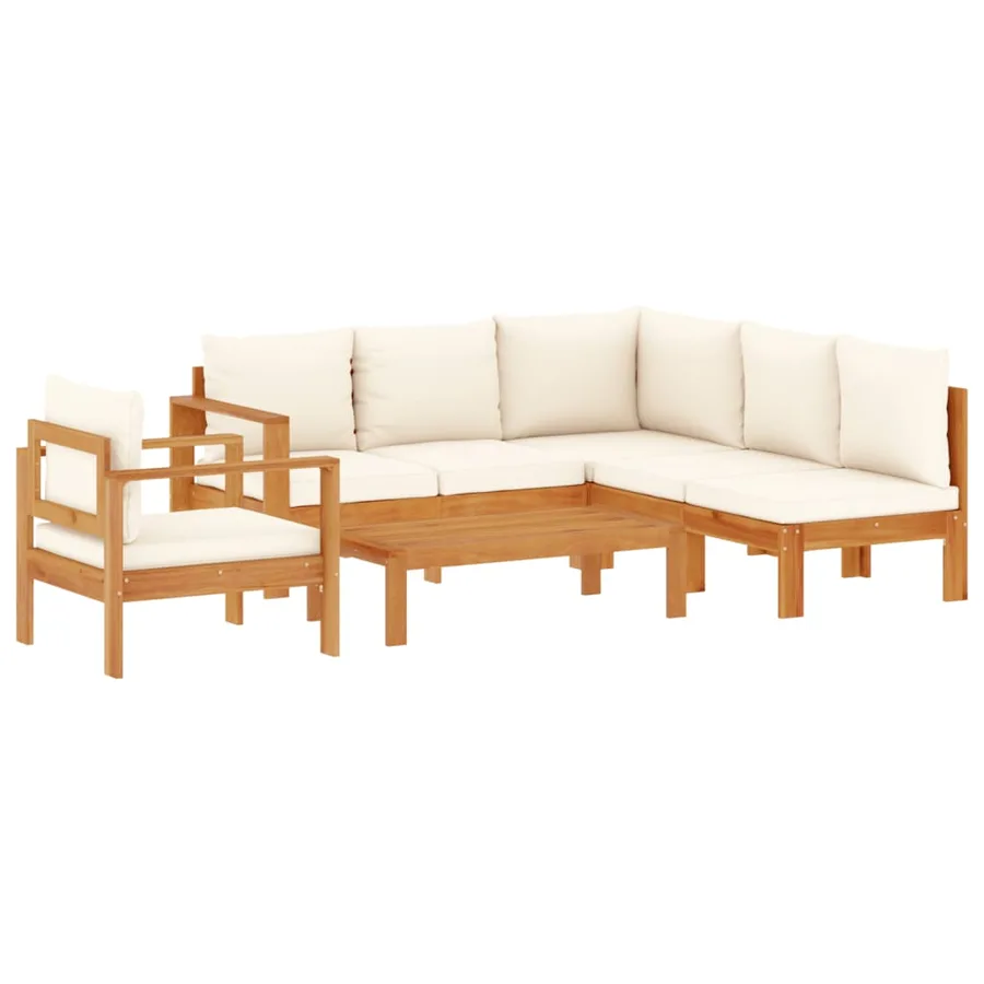Salon de jardin avec coussins 5 pcs Bois d'acacia solide - 2