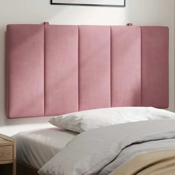 Coussin de tête de lit Hanko rose 100 cm velours
