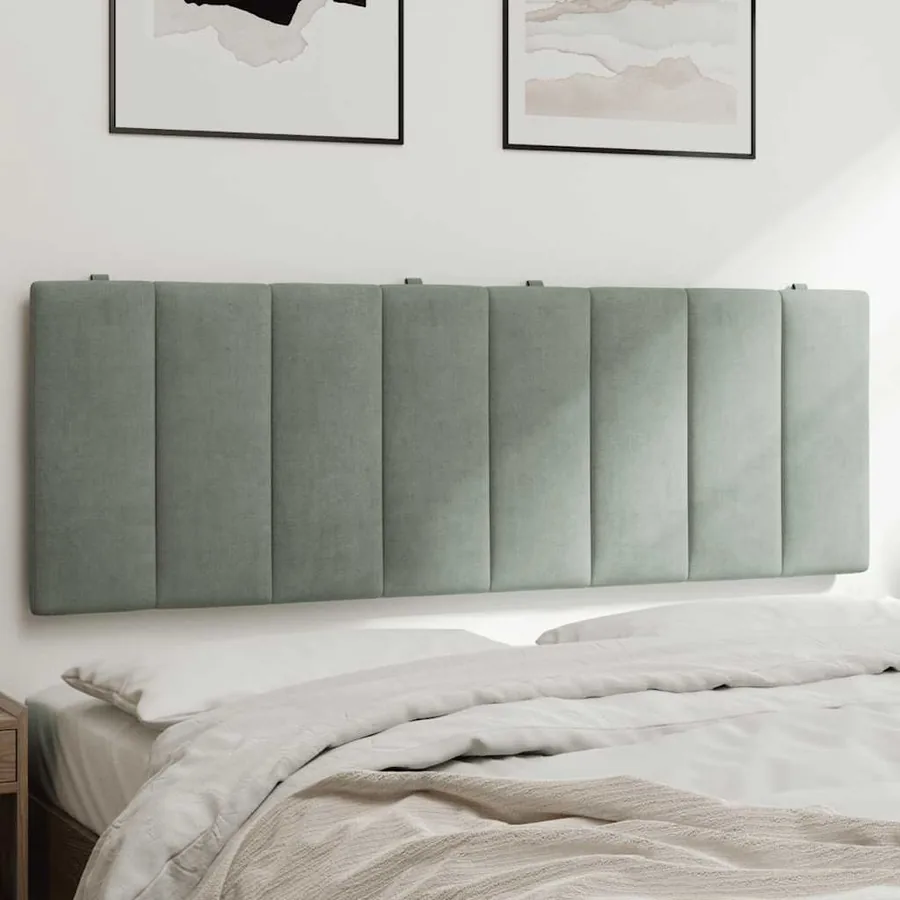Coussin de tête de lit Hanko gris clair 140 cm velours