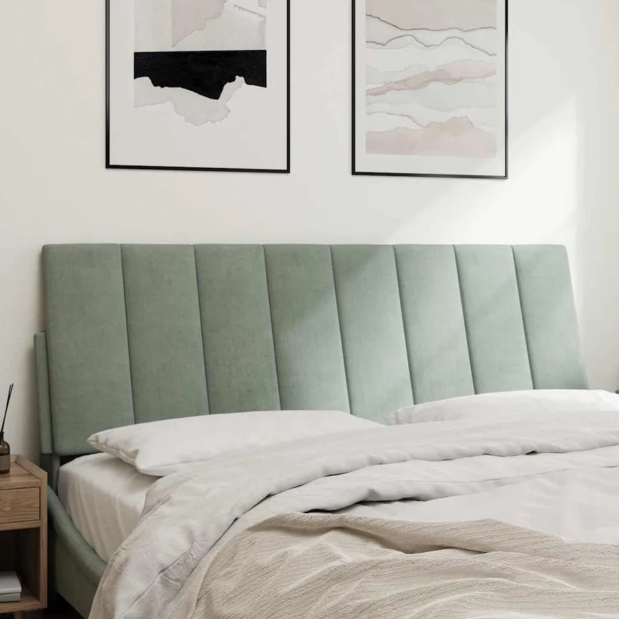 Coussin de tête de lit Hanko gris clair 140 cm velours - 3