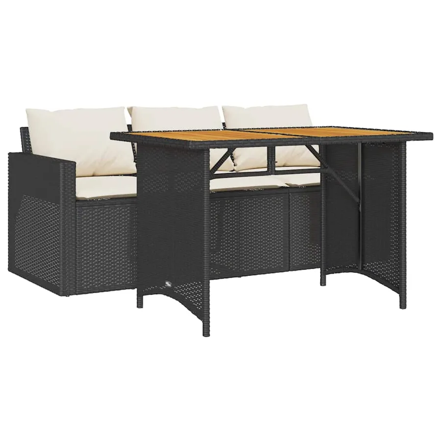 Ensemble à manger de jardin coussins 2pcs noir résine tressée - 2
