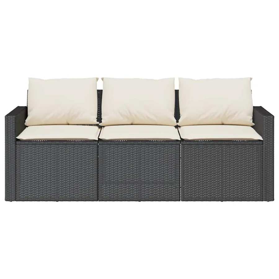 Ensemble à manger de jardin coussins 2pcs noir résine tressée - 6