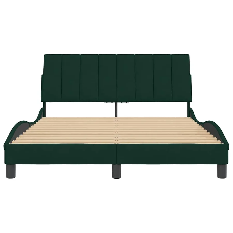 Cadre de lit sans matelas Hanko vert foncé 140x200 cm velours - 5