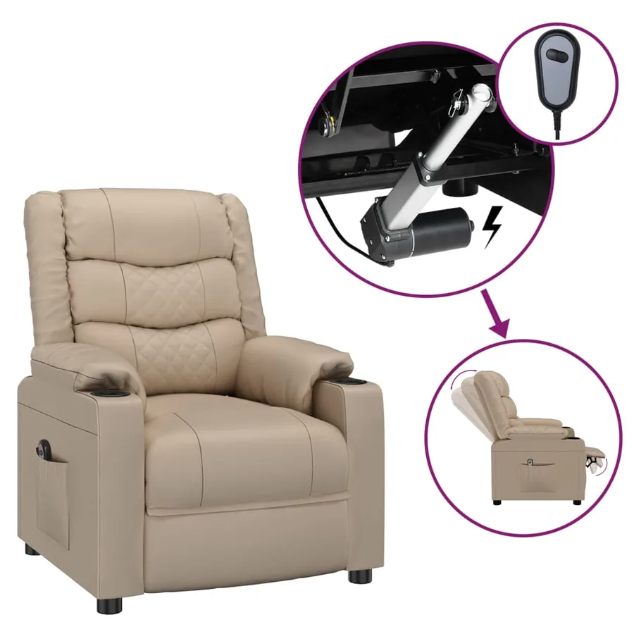Fauteuil inclinable électrique Cappuccino Similicuir - 2