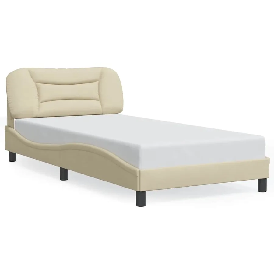 Cadre de lit sans matelas Hvar crème 100x200 cm tissu - 2