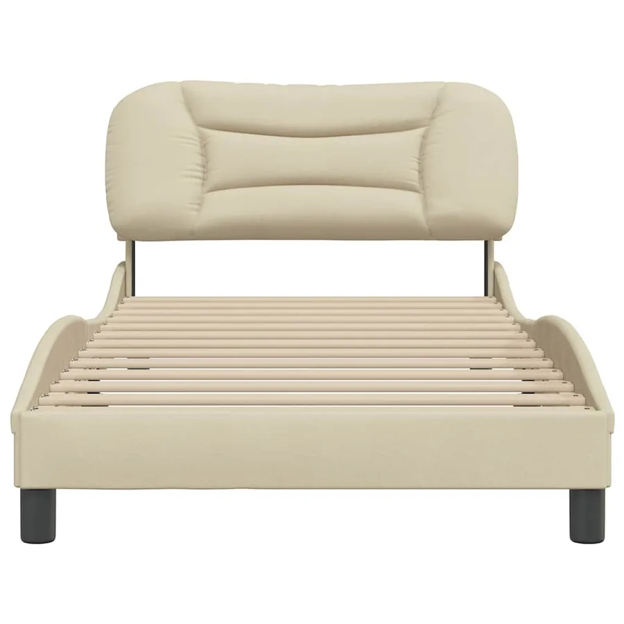 Cadre de lit sans matelas Hvar crème 100x200 cm tissu - 4