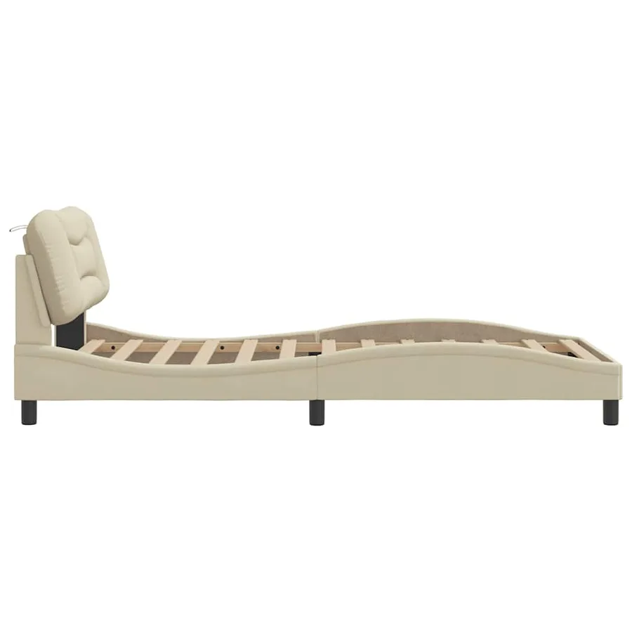 Cadre de lit sans matelas Hvar crème 100x200 cm tissu - 5