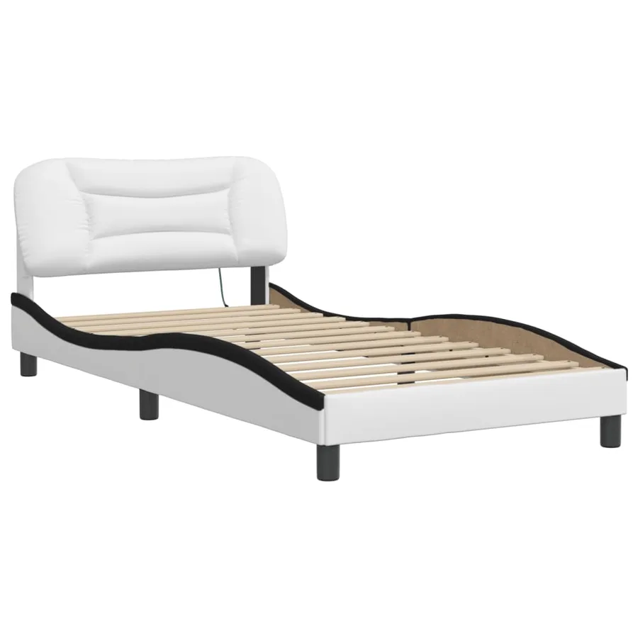 Cadre de lit avec LED sans matelas Hvar blanc et noir 100x200 cm - 3