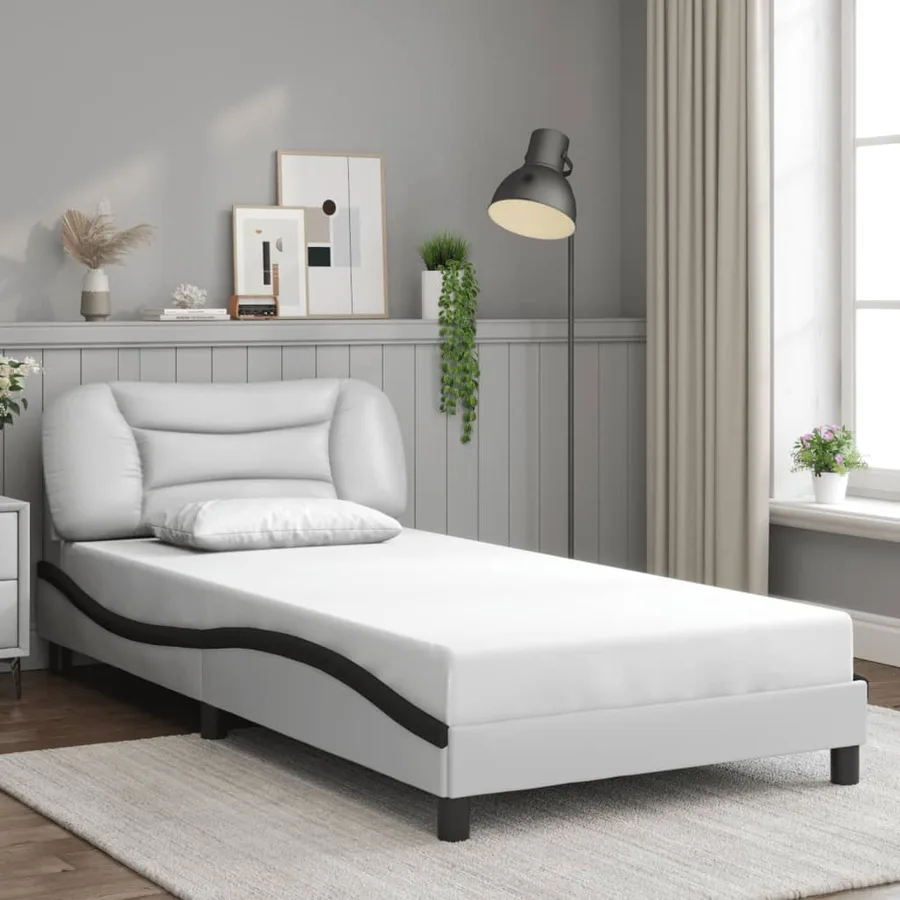 Cadre de lit avec LED sans matelas Hvar blanc et noir 100x200 cm - 4