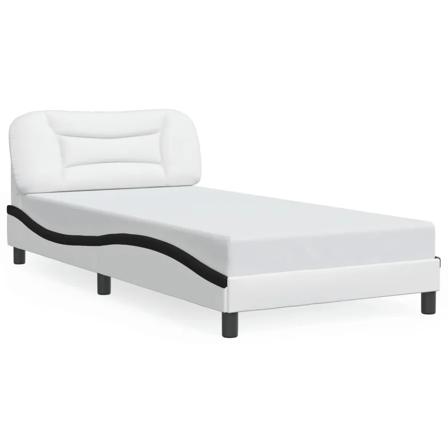 Cadre de lit avec LED sans matelas Hvar blanc et noir 100x200 cm - 5