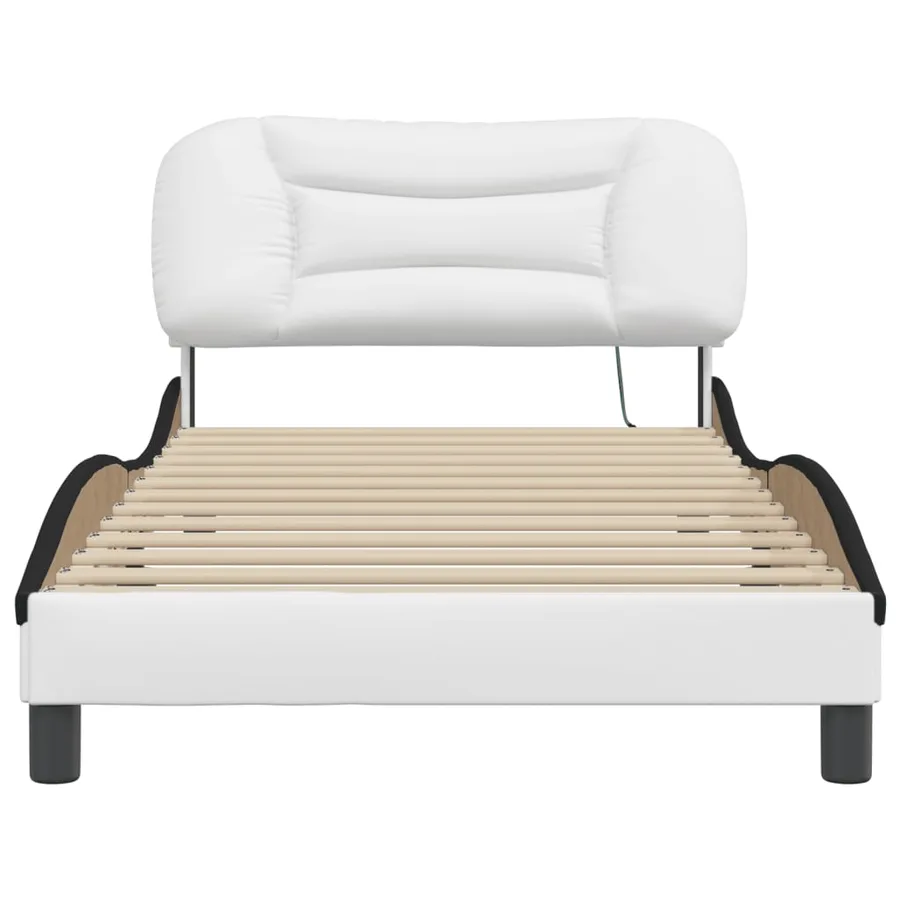Cadre de lit avec LED sans matelas Hvar blanc et noir 100x200 cm - 6