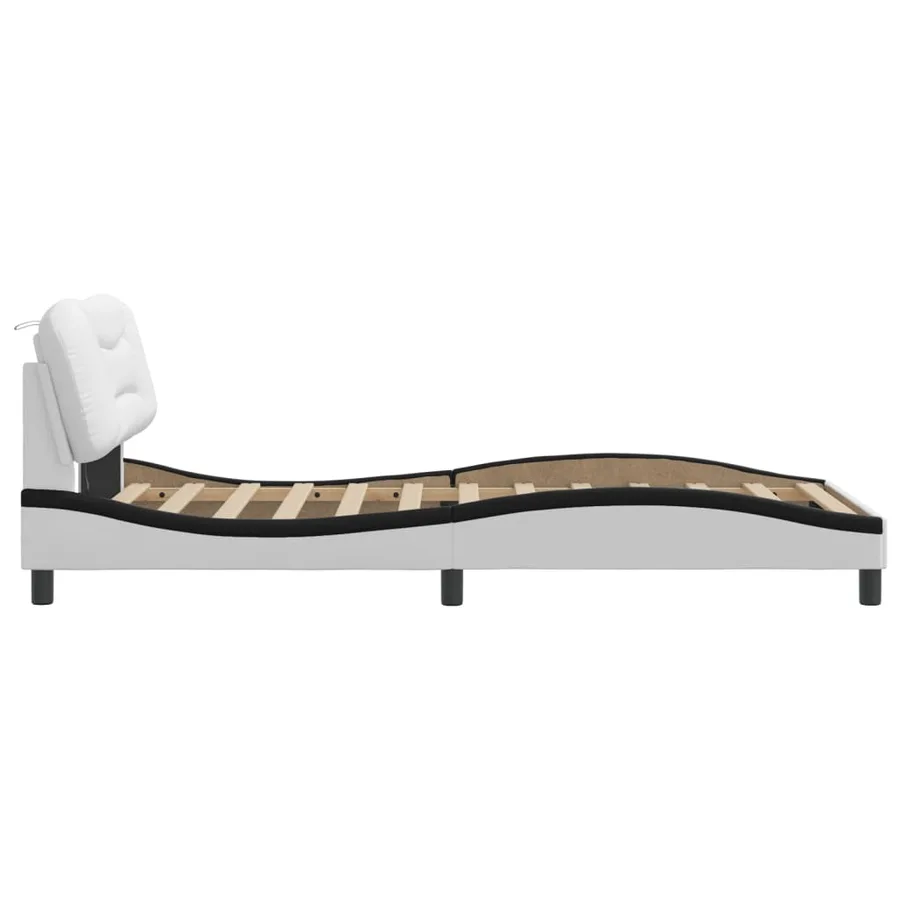 Cadre de lit avec LED sans matelas Hvar blanc et noir 100x200 cm - 8
