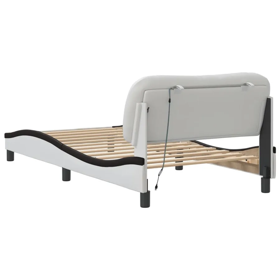 Cadre de lit avec LED sans matelas Hvar blanc et noir 100x200 cm - 9