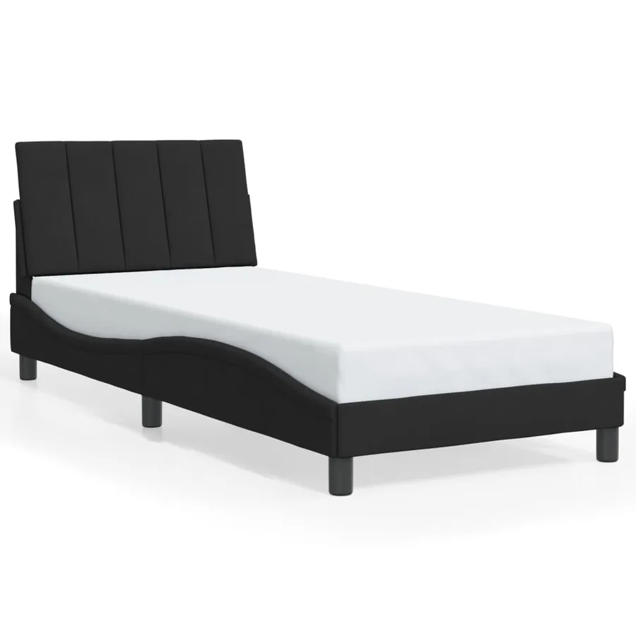 Cadre de lit avec LED sans matelas Hanko noir 80x200 cm velours - 5
