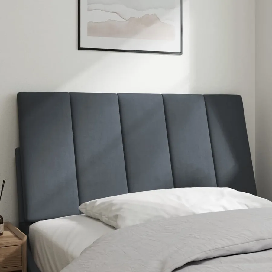 Coussin de tête de lit Hanko gris foncé 100 cm velours - 3