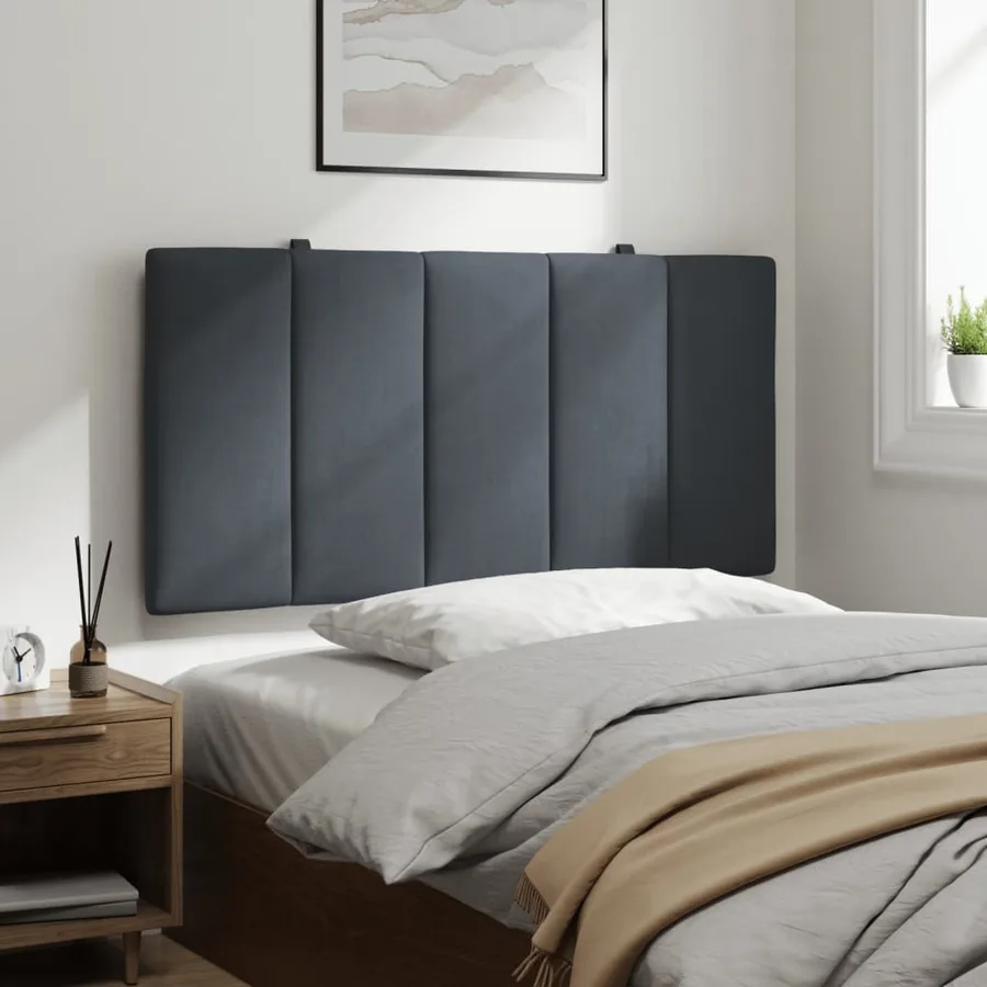 Coussin de tête de lit Hanko gris foncé 100 cm velours - 4