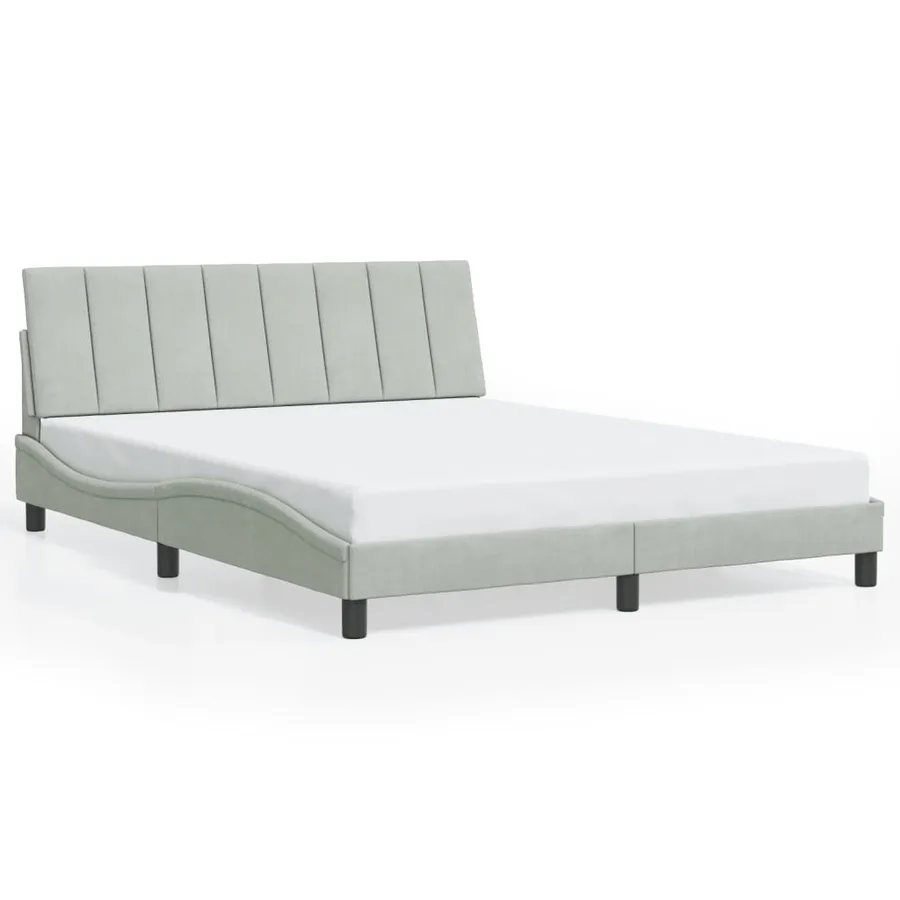 Cadre de lit avec LED sans matelas Hanko gris clair 160x200cm velours - 5
