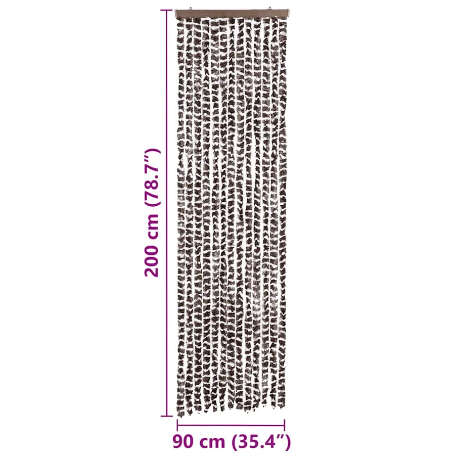 Rideau anti-mouches beige et marron 56x200 cm chenille - 7