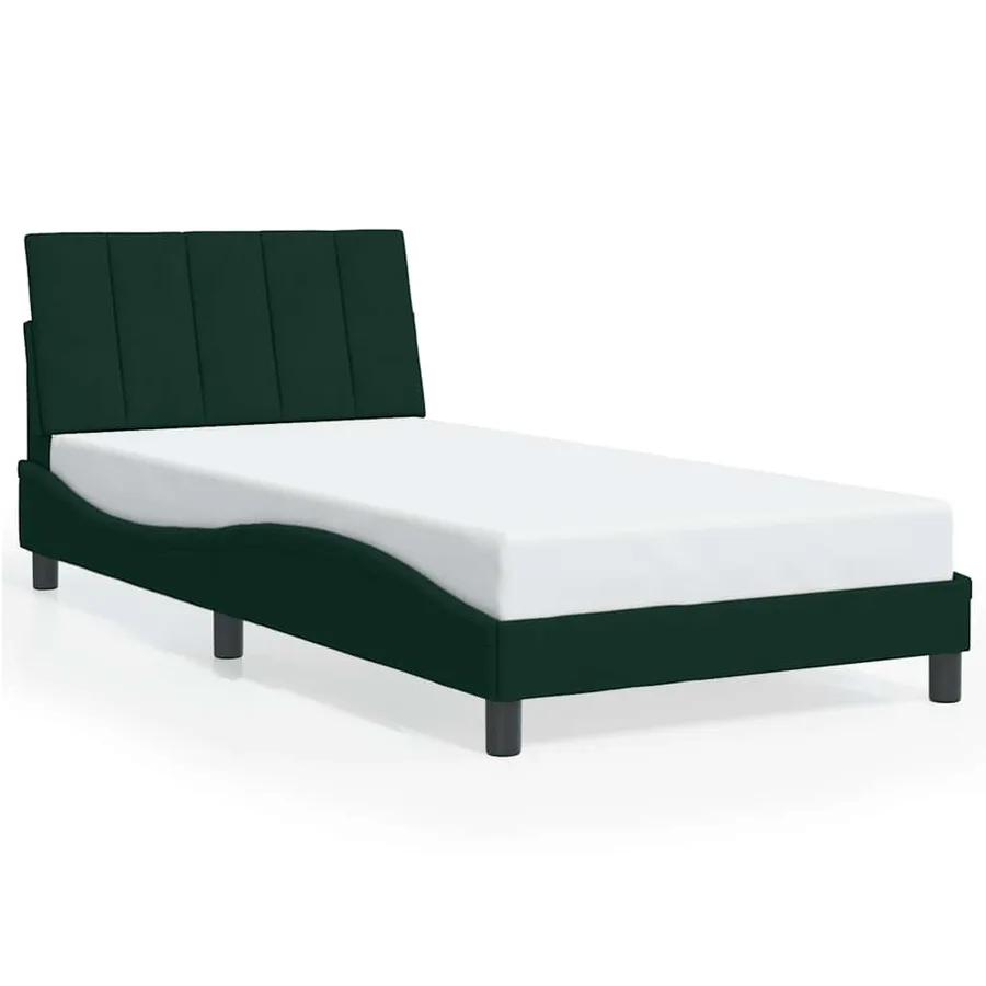 Cadre de lit avec LED sans matelas Hanko vert foncé 100x200cm velours - 5