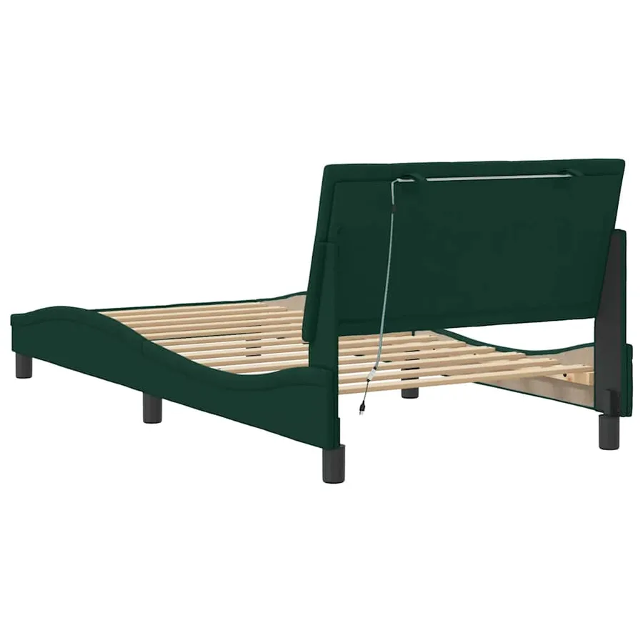 Cadre de lit avec LED sans matelas Hanko vert foncé 100x200cm velours - 8