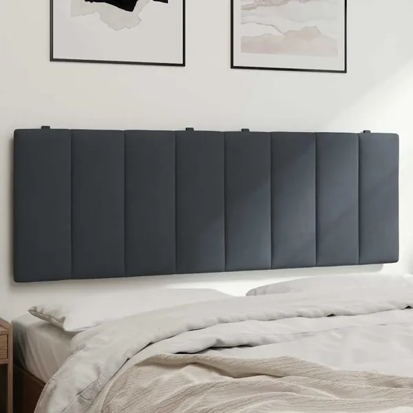 Coussin de tête de lit Hanko gris foncé 120 cm velours