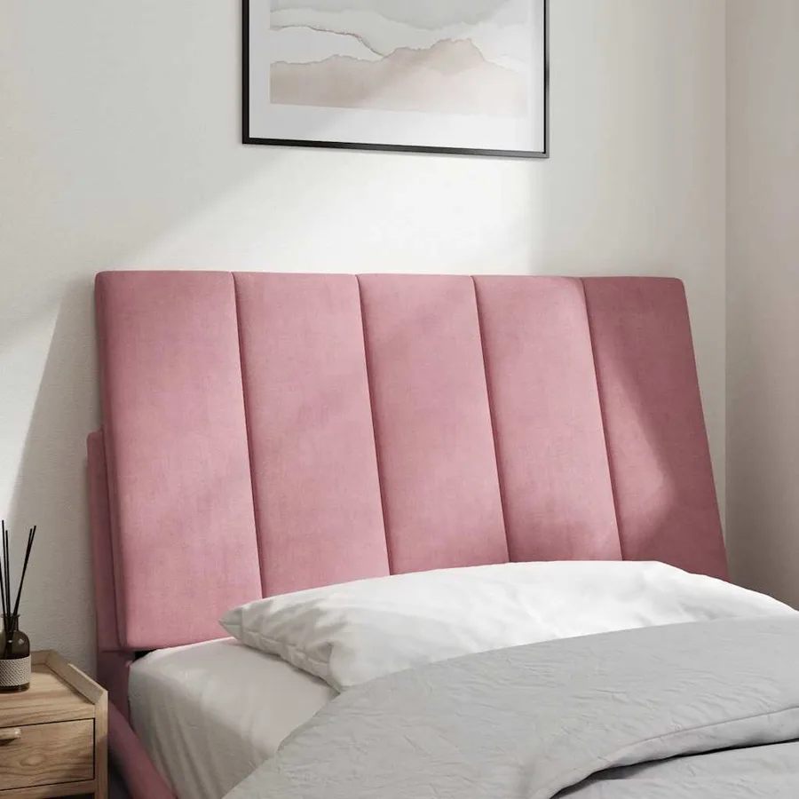 Coussin de tête de lit Hanko rose 80 cm velours - 3
