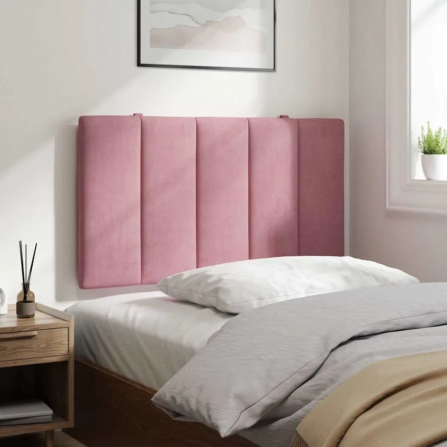 Coussin de tête de lit Hanko rose 80 cm velours - 4