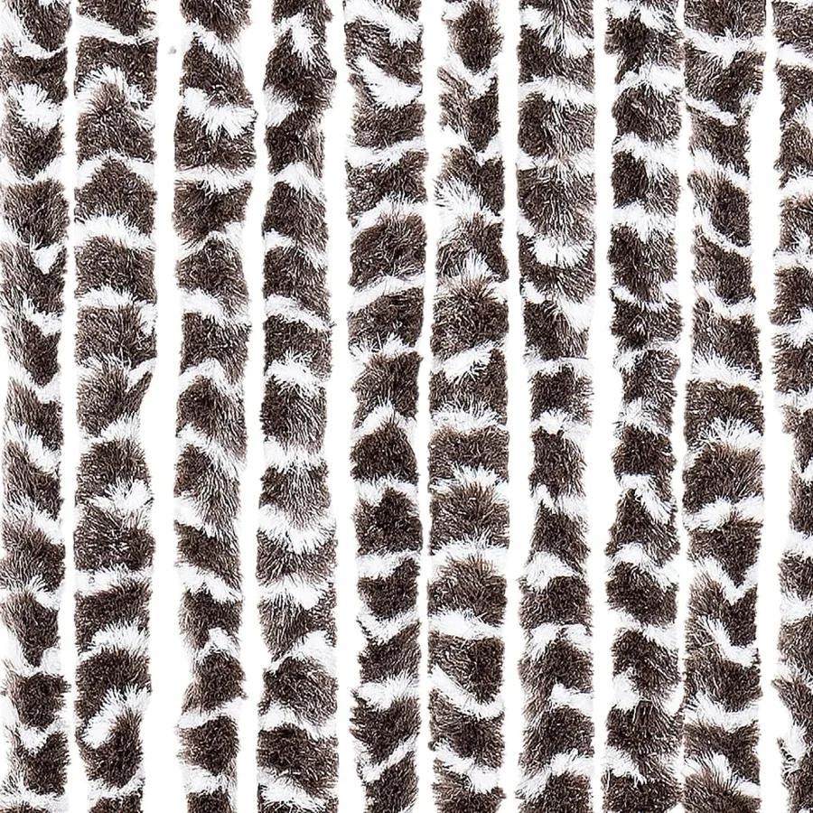 Rideau anti-mouches marron et blanc 56x200 cm chenille - 5