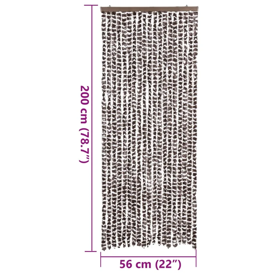 Rideau anti-mouches marron et blanc 56x200 cm chenille - 7