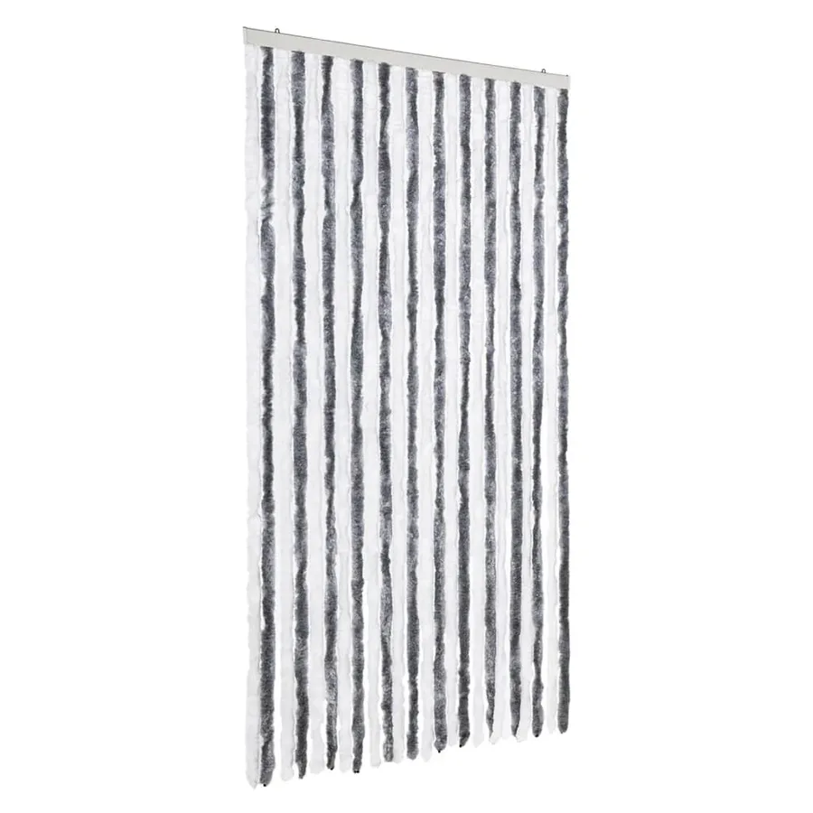 Rideau anti-mouches gris et blanc 100x230 cm chenille - 2