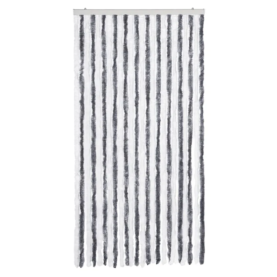 Rideau anti-mouches gris et blanc 100x230 cm chenille - 3