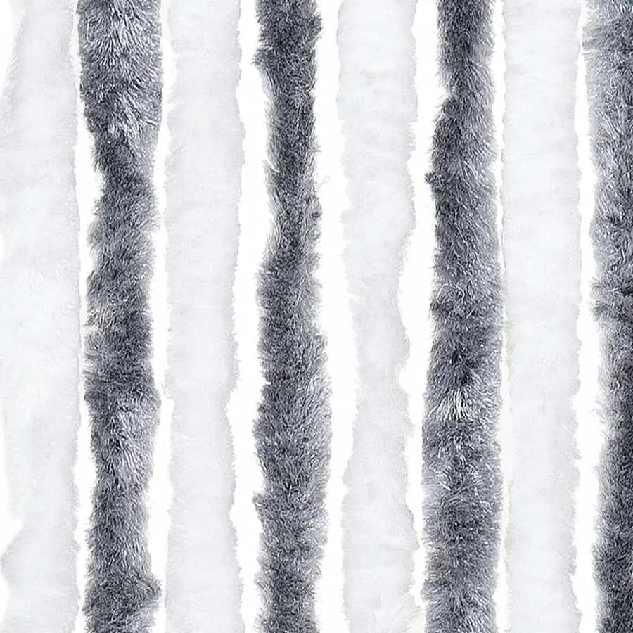 Rideau anti-mouches gris et blanc 100x230 cm chenille - 5