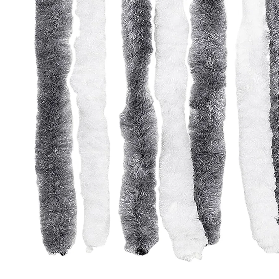 Rideau anti-mouches gris et blanc 100x230 cm chenille - 6