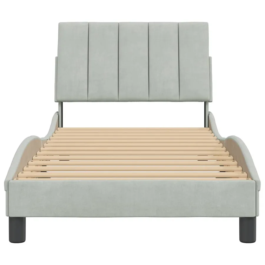 Cadre de lit sans matelas Hanko gris clair 90x200 cm velours - 5