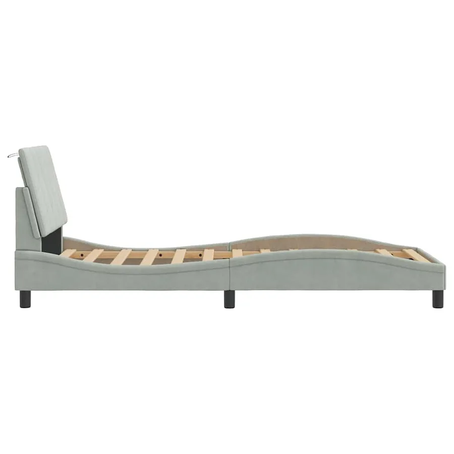 Cadre de lit sans matelas Hanko gris clair 90x200 cm velours - 6