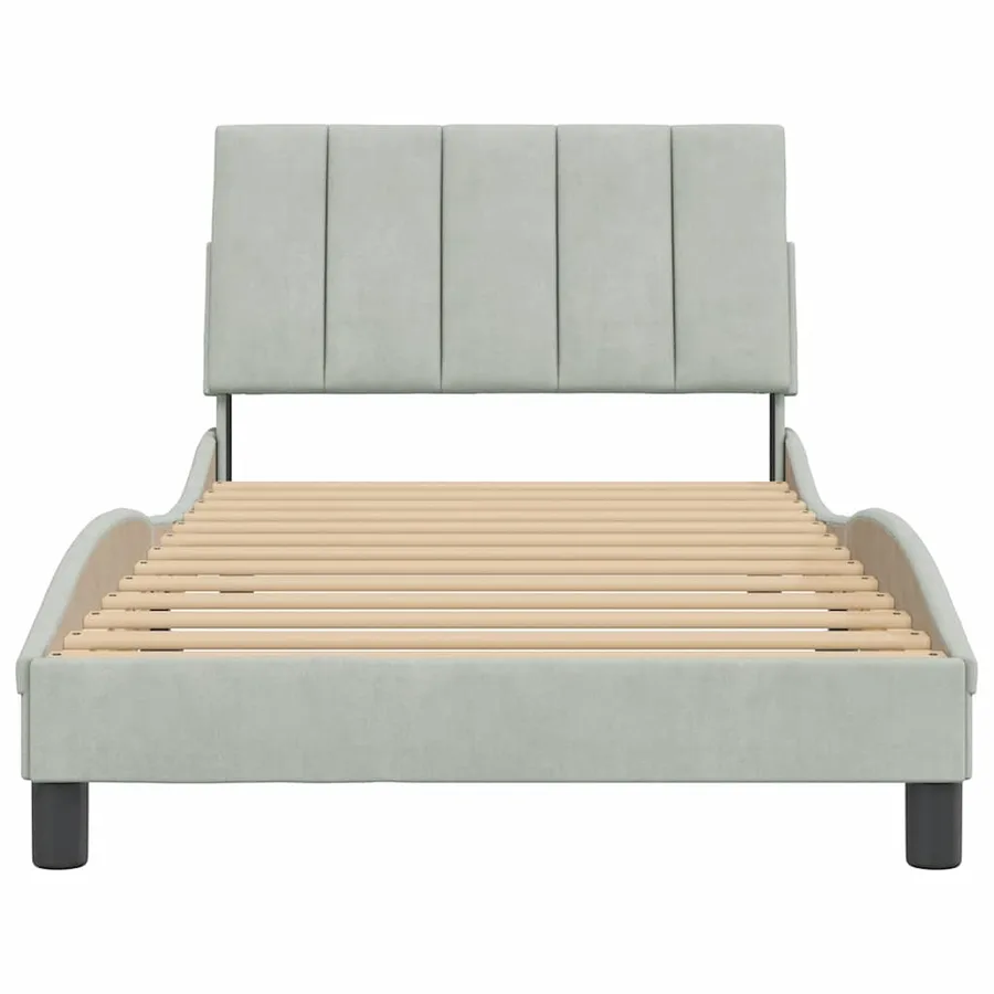 Cadre de lit sans matelas Hanko gris clair 100x200 cm velours - 5