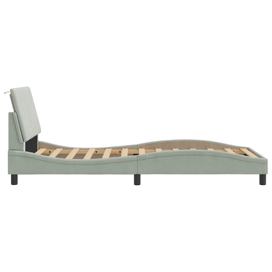 Cadre de lit sans matelas Hanko gris clair 100x200 cm velours - 6
