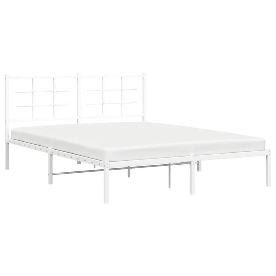Cadre de lit métal sans matelas et tête de lit blanc 160x200 cm - 4