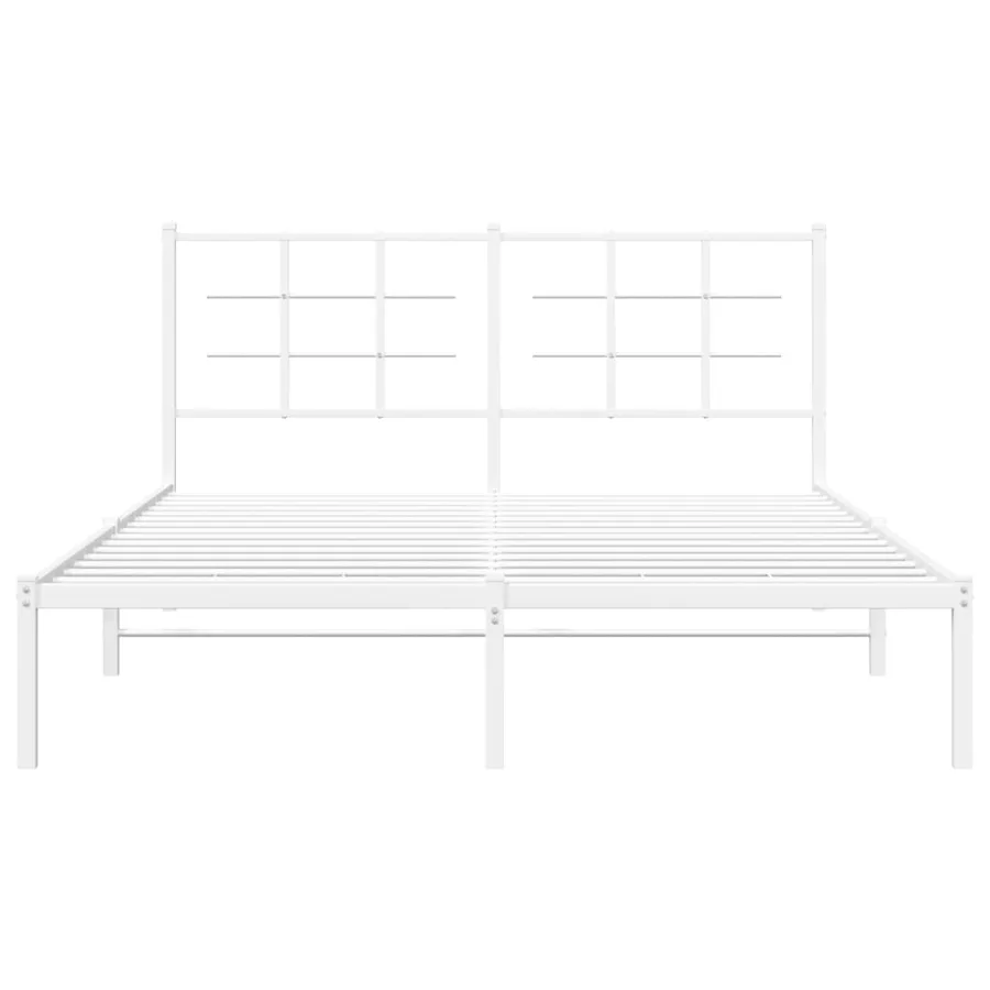 Cadre de lit métal sans matelas et tête de lit blanc 160x200 cm - 5