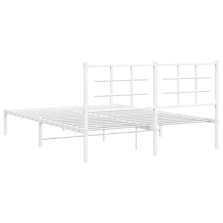 Cadre de lit métal sans matelas et tête de lit blanc 160x200 cm - 7