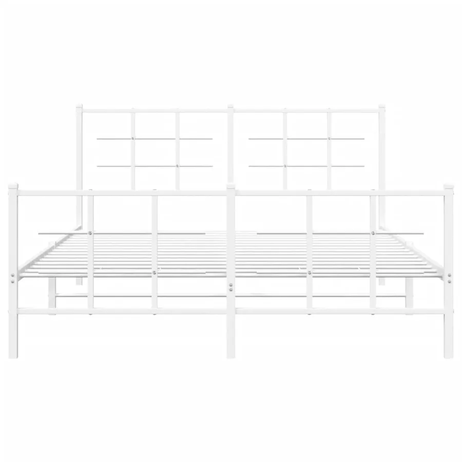 Cadre de lit métal sans matelas et pied de lit blanc 150x200 cm - 5