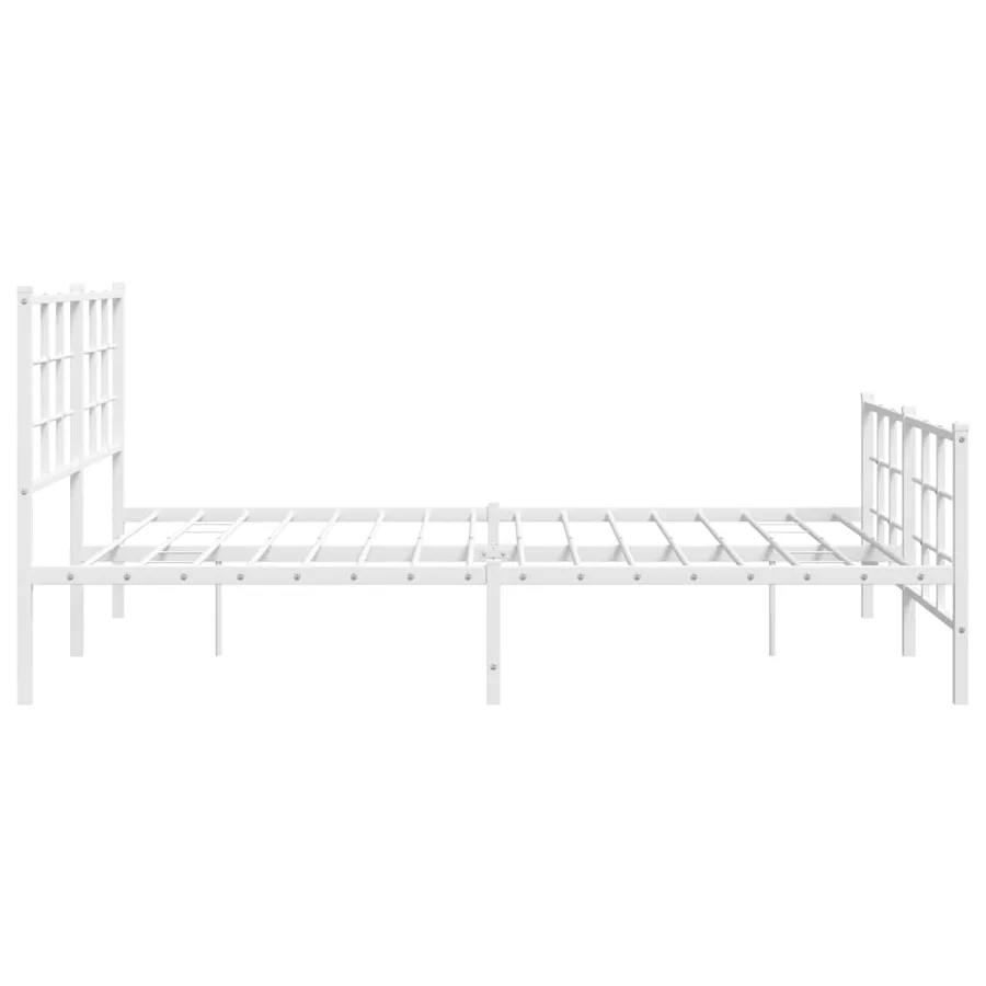 Cadre de lit métal sans matelas et pied de lit blanc 150x200 cm - 6