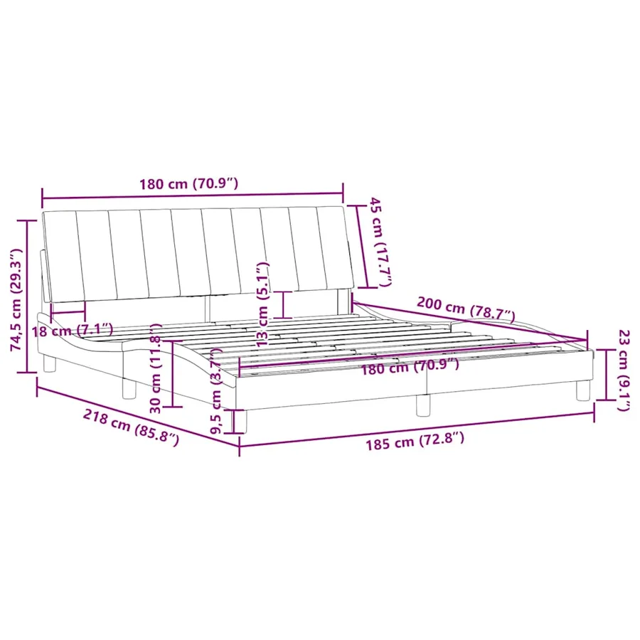 Cadre de lit sans matelas Hanko bleu 180x200 cm velours - 12